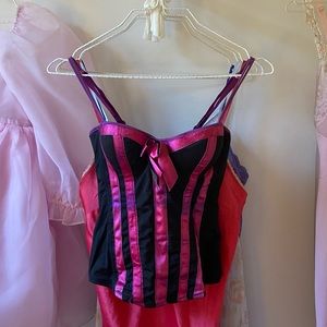 VINTAGE BLACK & PINK STRIPED BUSTIER 💟